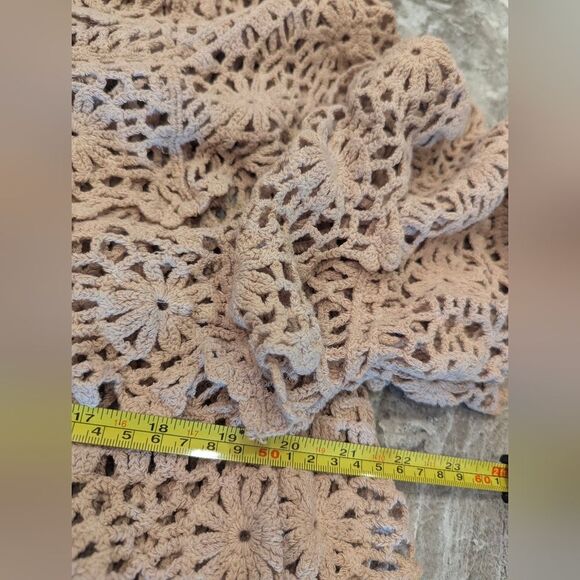 Roamans Womens Plus Size 14/16 Tiered Crochet Sweater Short Sleeve Boho Shirt - Picture 8 of 8